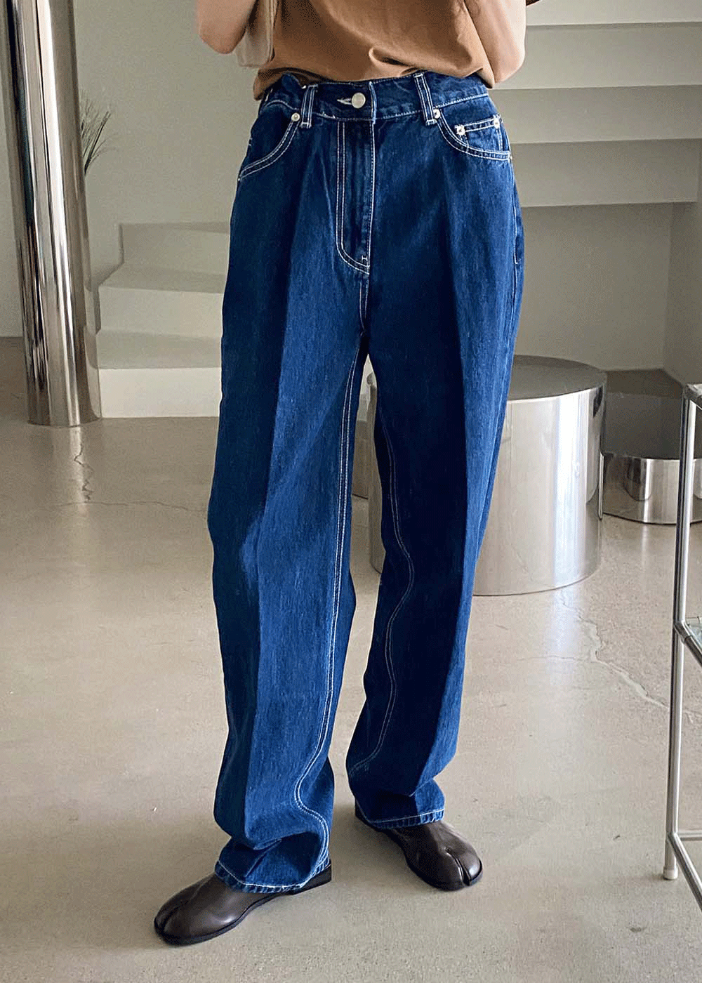 Stitch deep blue pants