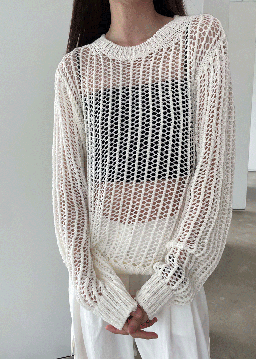 Loose-fit tape color knit