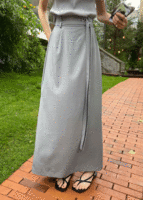 Belt maxi long skirt